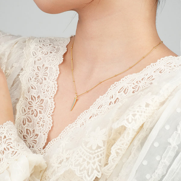 FX0984 925 Sterling Silver Gold Sword Pendant Necklace