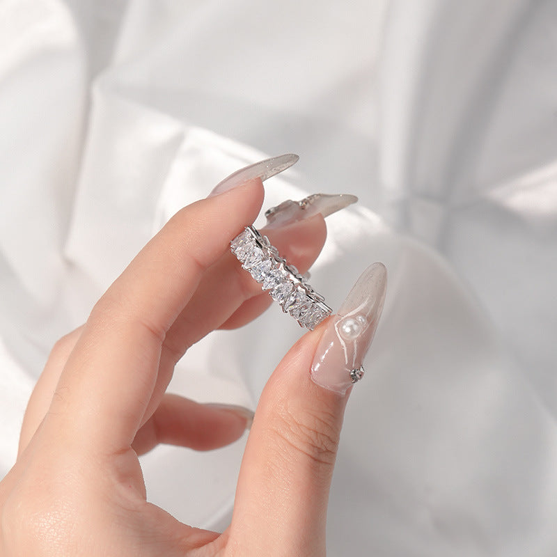 FJ1132 925 Sterling Silver Luxury Crystal Diamond Ring