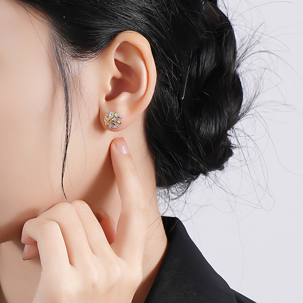 FE2647 925 Sterliang Silver Irregular Geometric Line Color Separation Stud Earring