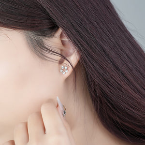 FE3025 925 Sterling Silver Flower Star Stud Earring
