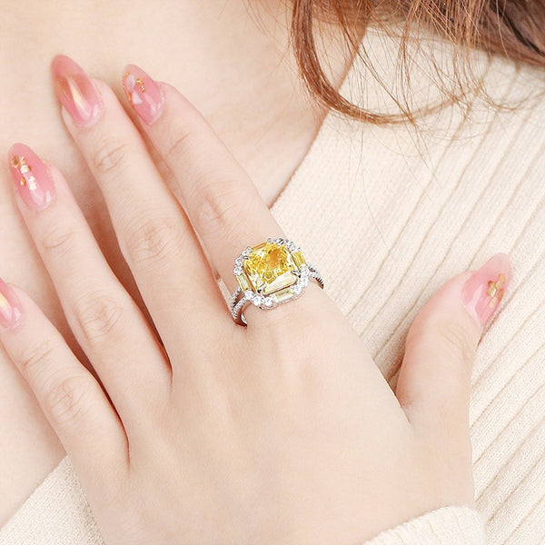 FJ1044 925 Sterling Silver Ice Cut Pink Yellow Zirconia Ring