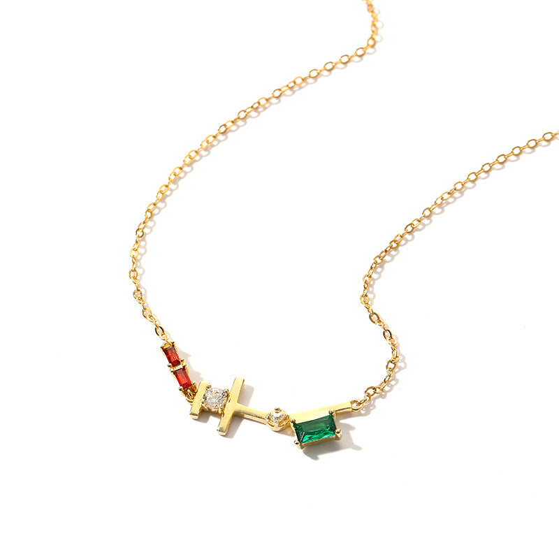 FX1167 925 Sterling Silver Colorful Zircon Necklace