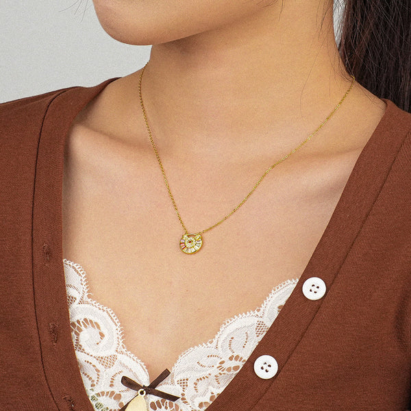 FX1012 925 Sterling Silver Rainbow Zircon Devil Eye Necklace