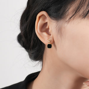 FE2264 Light Luxury Black Agate Stud Earrings