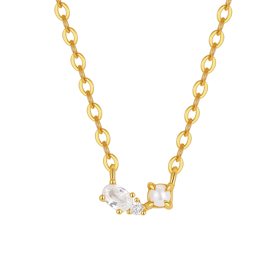 VFX0558 Shell Pearl CZ Pendant Necklace