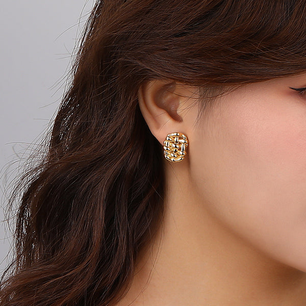 FE2633 925 Sterliang Silver Weave Irregular Stud Earring