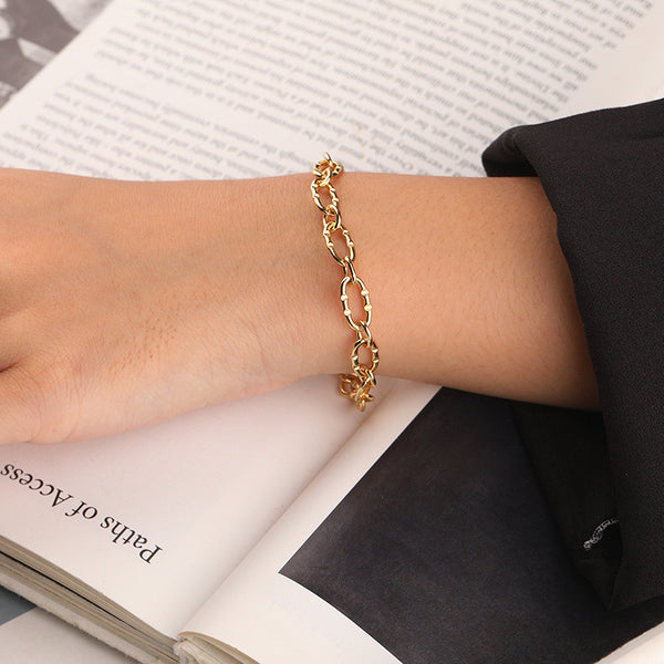 FS0322 925 Sterling Silver Simple Hip Hop Chunky Bracelet