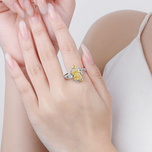 FJ1030 925 Sterling Silver Baguette Yellow Cubic Zirconia Ring