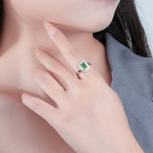 FJ1041 925 Sterling Silver Emerald Ice-Cut Zirconia Ring