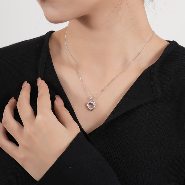 FX0962 925 Sterling Silver Dainty Heart Pendant Necklaces