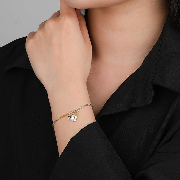 FS0344 925 Sterling Silver Zircon Lock Clover Bracelet