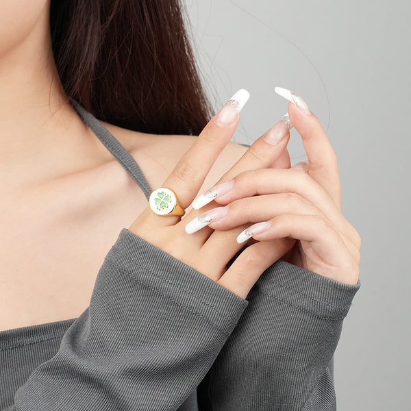 FJ0885 925 Sterling Silver Four Leaf Clover Ring