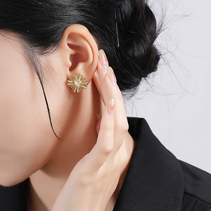 FE2649 925 Sterliang Silver Flower Zircon Stud Earring