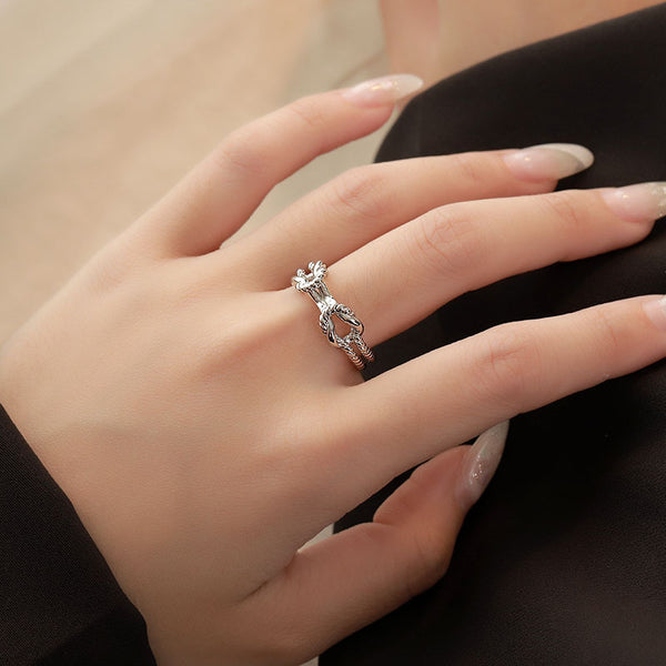 FJ0896 925 Sterling Silver Open Knot Ring