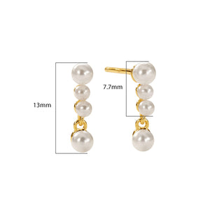 VFE0130 Vertical Shell Pearls Stud Earrings