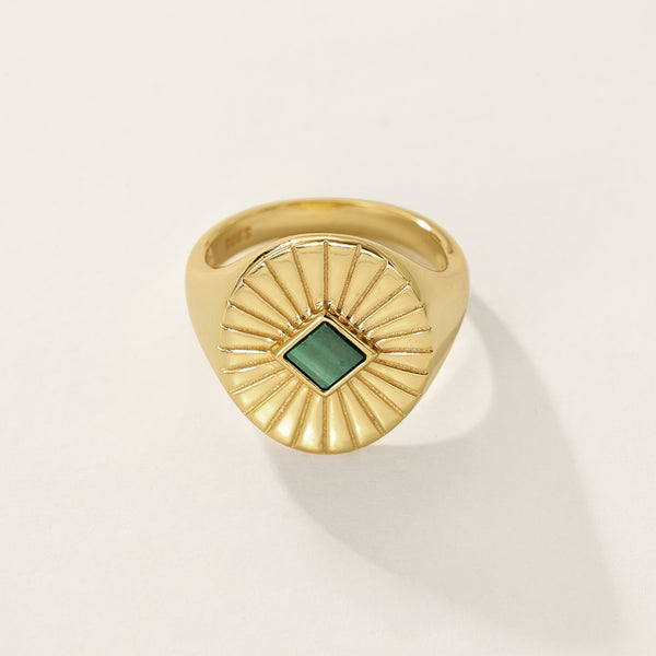 VFJ0015 Vintage Malachite Signet Rings