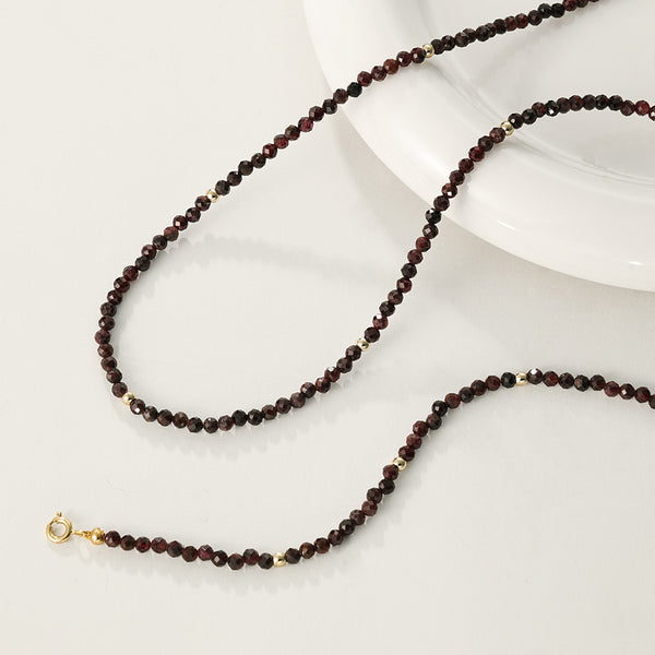 PN0084 925 Sterling Silver Black Crystal Gold Bead Necklace