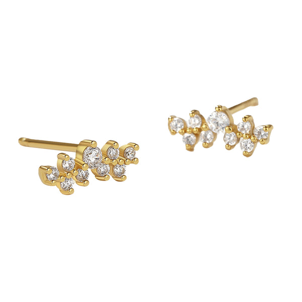 FE2319 925 Sterling Silver Cubic Zirconia Stacked Stud Earrings