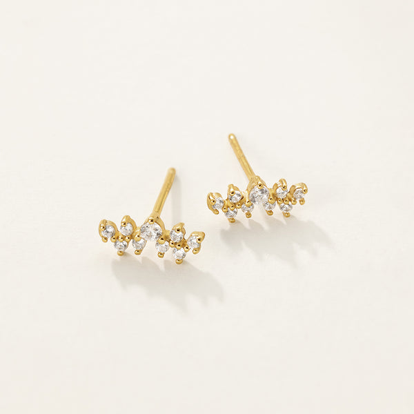 FE2319 925 Sterling Silver Cubic Zirconia Stacked Stud Earrings