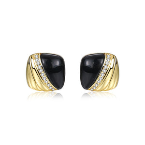 FE2628 925 Sterliang Silver Black Onyx Zircon Stud Earring