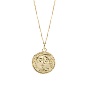 FX1053 925 Sterling Silver Sun Moon Coin Necklace