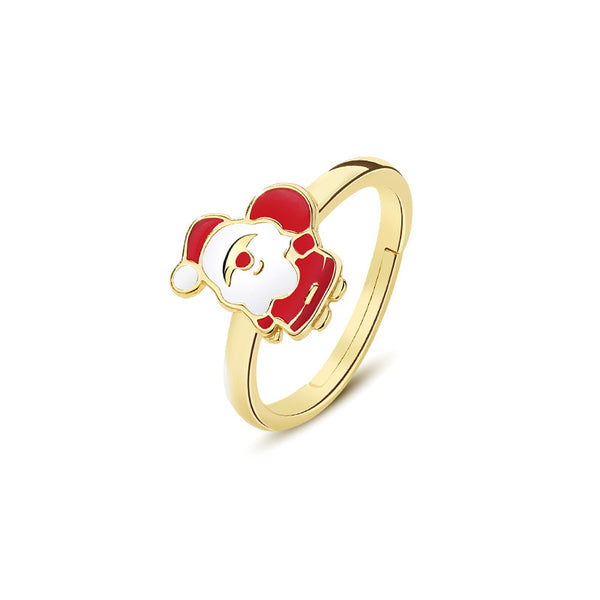 FJ0909 925 Sterling Silver Santa Claus Ring