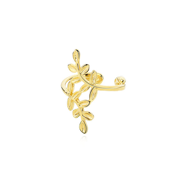 FE2609 925 Sterling Silver Dainty Leaf Ear Cuff