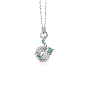 FX1033 925 Sterling Silver CZ Lava Textured Snake Necklace
