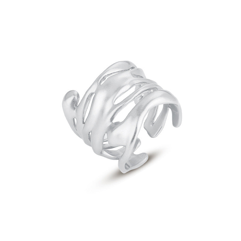 FJ0910 925 Sterling Silver Wave Band Ring