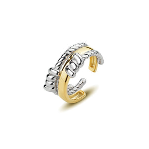 FJ0928 925 Sterling Silver Weave Two Color Ring