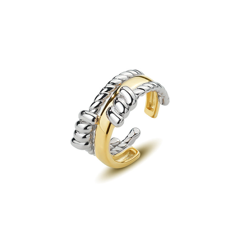 FJ0928 925 Sterling Silver Weave Two Color Ring
