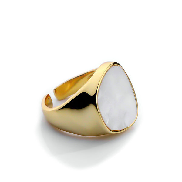 FJ0972 925 Sterling Silver Chunky White Shell Ring