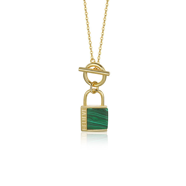 FX1035 Malachite Lock Toggle Pendant Necklaces