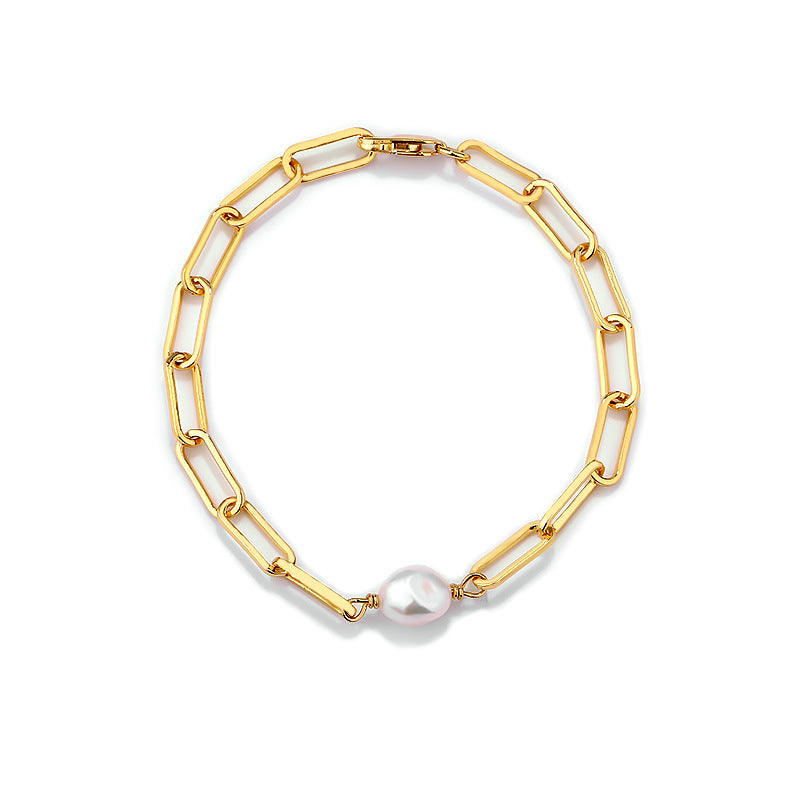 FS0348 925 Sterling Silver Baroque Pearl Bracelet