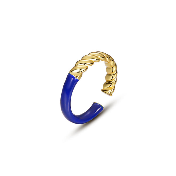 FJ0889 925 Sterling Silver Twist Enamel Ring