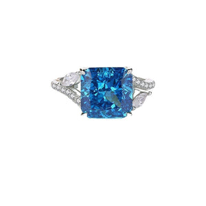 FJ1060 925 Sterling Silver Blue Square Cubic Zirconia Rings