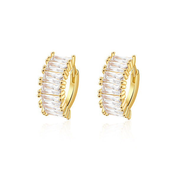 FE3011 925 Sterling Silver Baguette Hoop Earring
