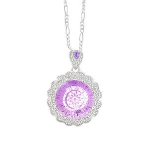 FX1233 925 Sterling Silver Flower Crystal Pendant Necklace
