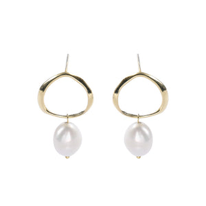 FE2697 925 Sterling Silver Baroque Pearl Stud Earrings