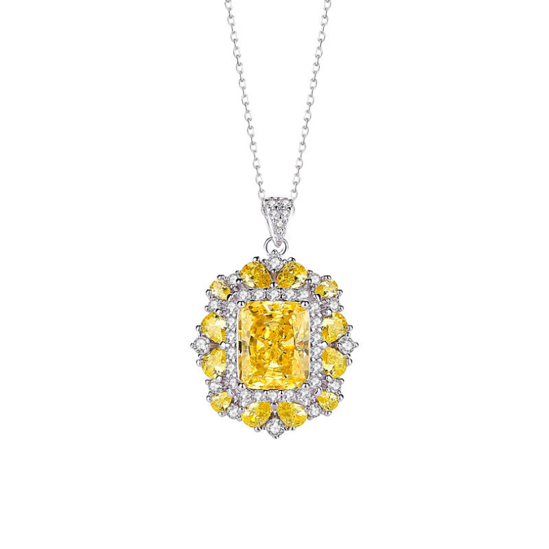 FX1205 925 Sterling Silver Yellow Crystal Necklace
