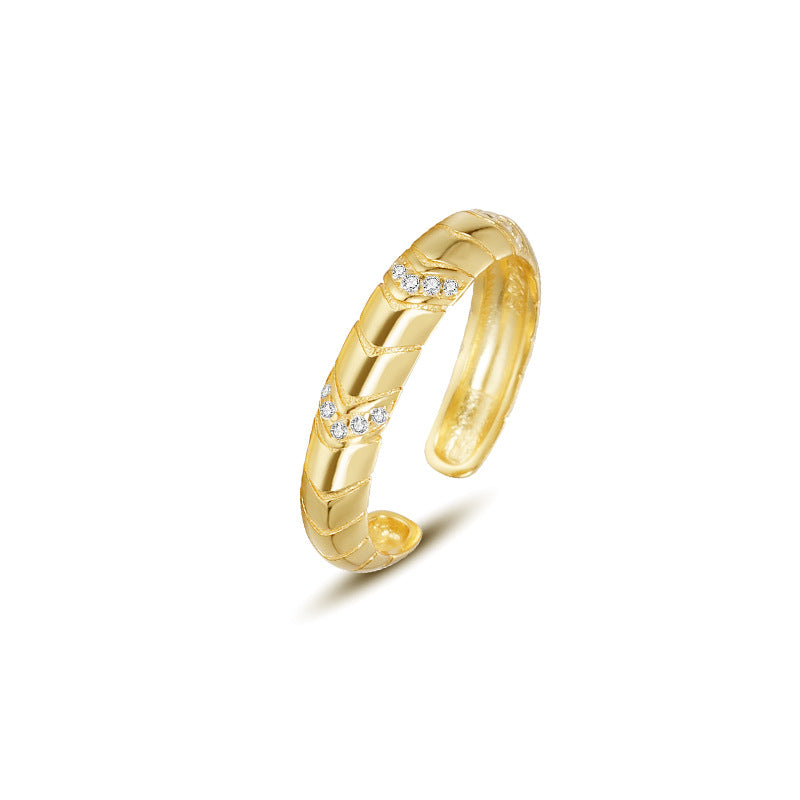 FJ0915 925 Sterling Silver Bamboo Open Ring