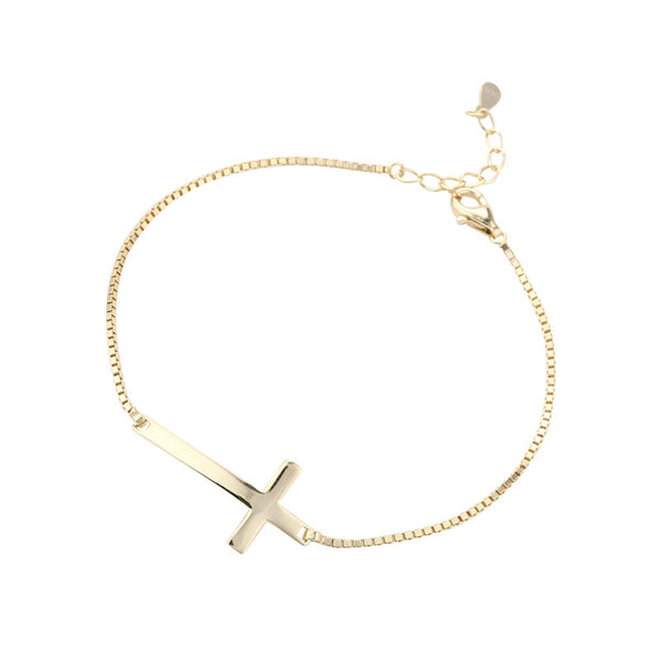 FS0321 925 Sterling Silver Classic Cross Bracelet