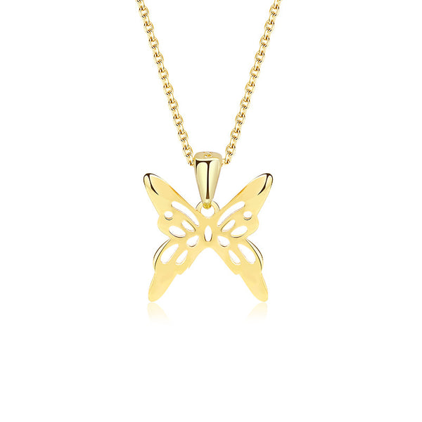 FX1073 925 Sterling Silver Butterfly Pendant Necklace