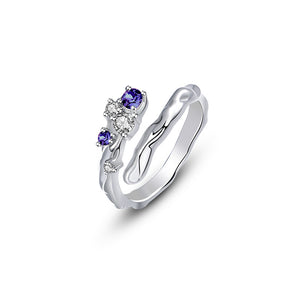 FJ0933 925 Sterling Silver Purple White Zircon Ring