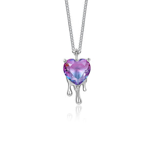 FX1139 925 Sterling Silver Gradient Zirconia Heart Necklace
