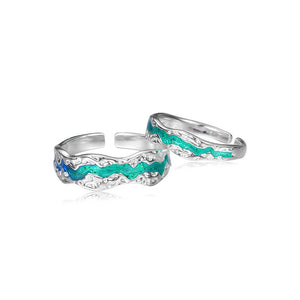 FJ0867 925 Sterling Silver Wrinkled Couple Ring