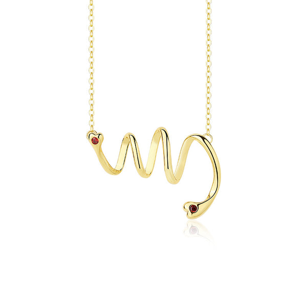 FX1044 925 Sterling Silver Geometric Coil Heartbeat Necklace