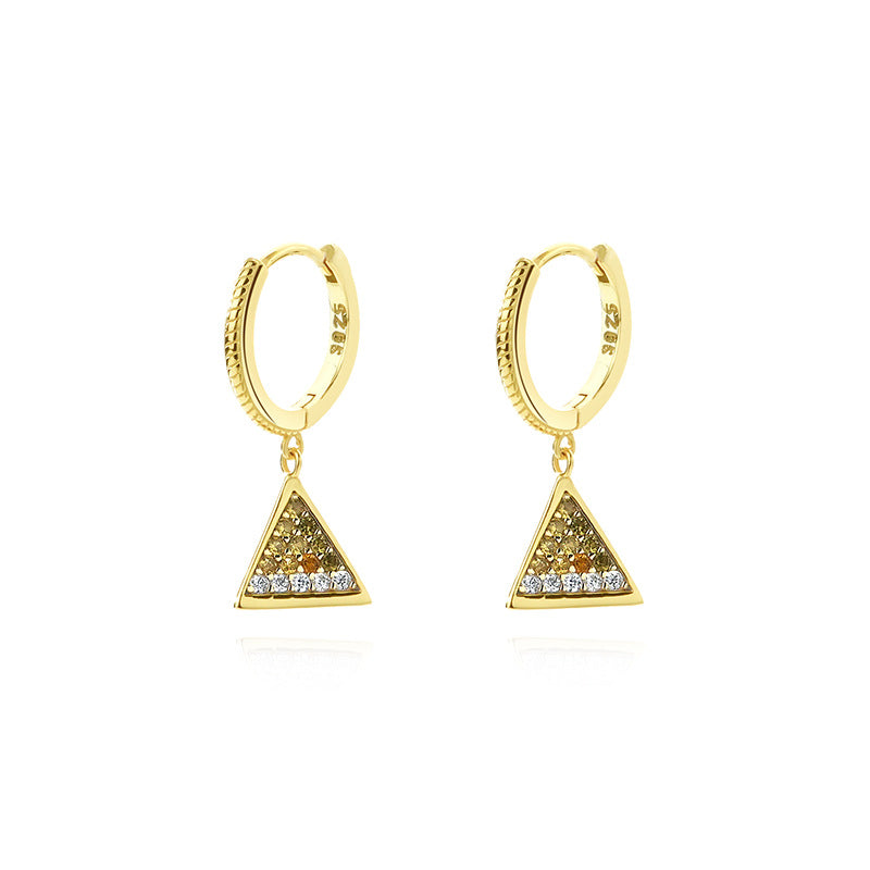 FE2507 925 Sterling Silver CZ Stone Ancient Egyptian Pyramids Dangle Earrings