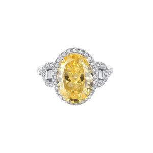 FJ1046 925 Sterling Silver Pink & Yellow Oval Cubic Zirconia Ring