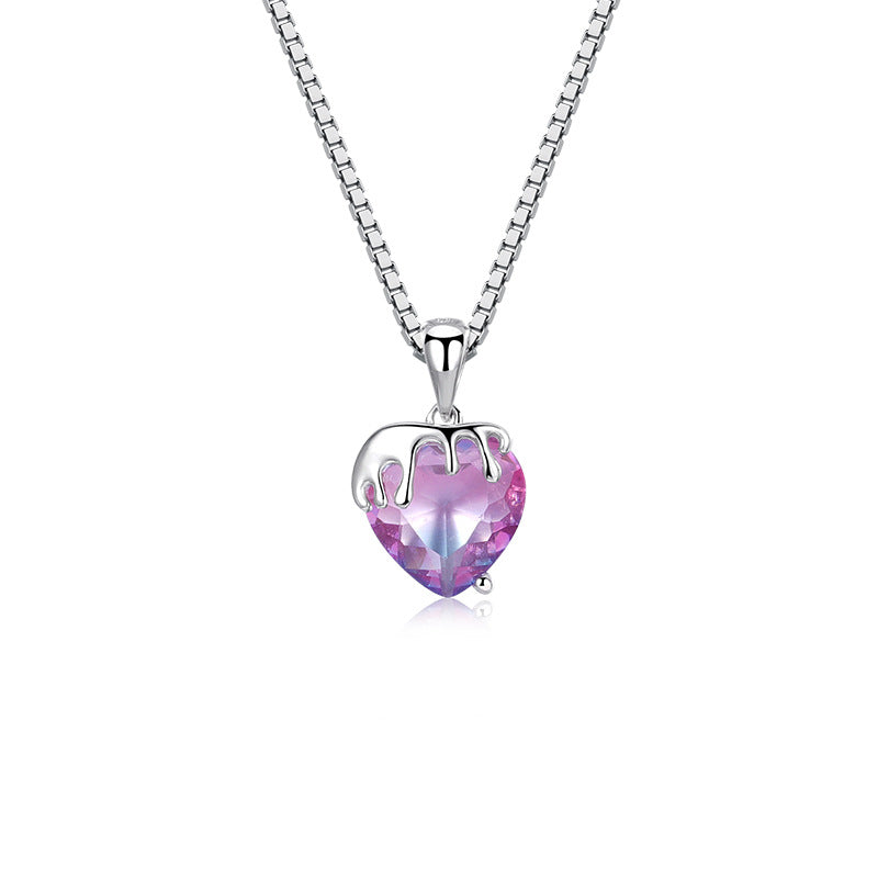 FX1130 925 Sterling Silver Lava Gradient Heart Necklace